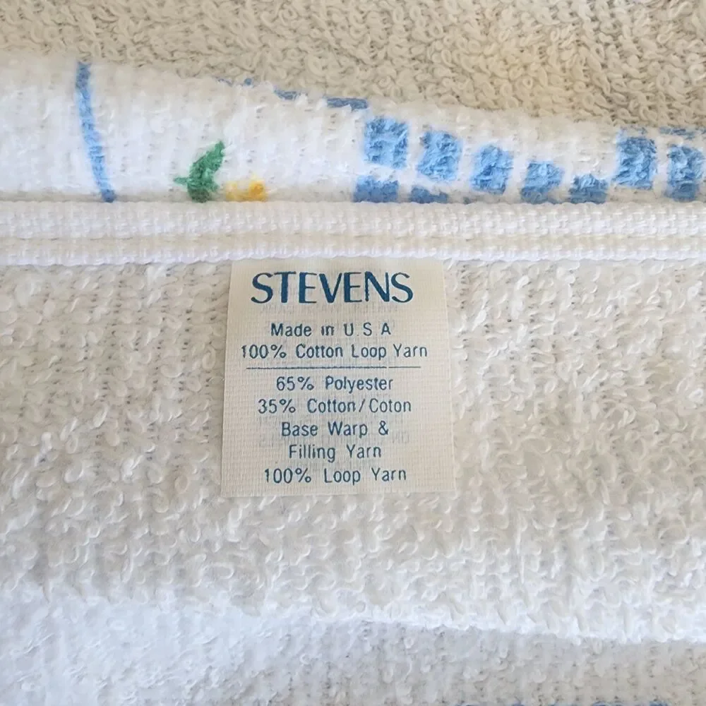 Vintage Daffodil Floral Kitchen Towel Set Blue White Plaid Gingham Fringed